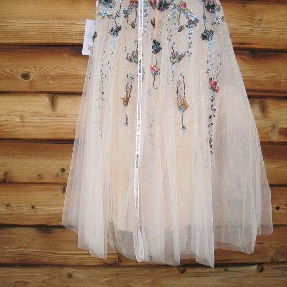 Mac Duggal 20510 Flutter Sleeve High Neck Embellished Floral Dress - Picture 12 of 13